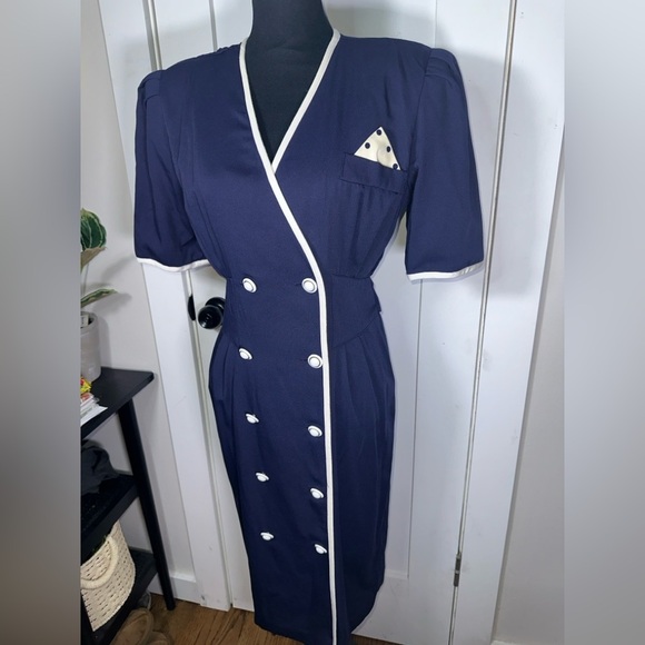 Vintage Navy Double-Breasted Dress - Picture 5 of 13
